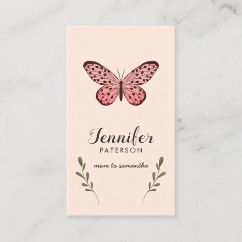 Mommy Calling Card Pink Butterfly