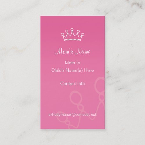 Mommy Calling Card _ Pink Crown Profile Card