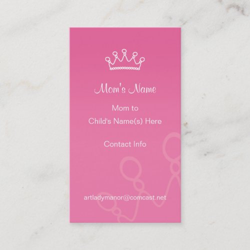 Mommy Calling Card - Pink Crown Profile Card Business Card Template