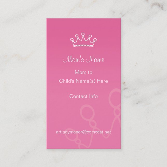Mommy Calling Card - Pink Crown Profile Card (Front)