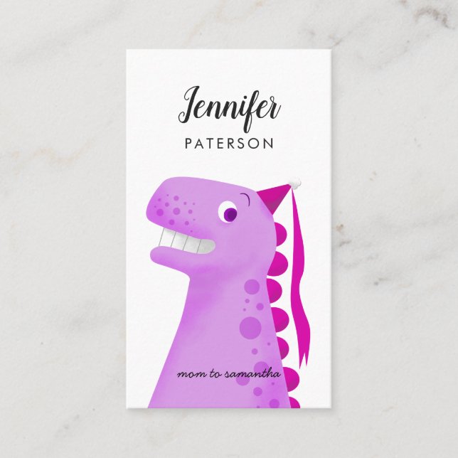 Mommy Calling Card Pink Dinosaur Princess (Front)
