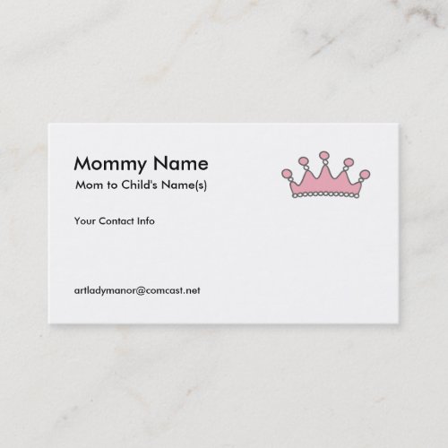 Mommy Calling Card - Pink Tiara Business Card