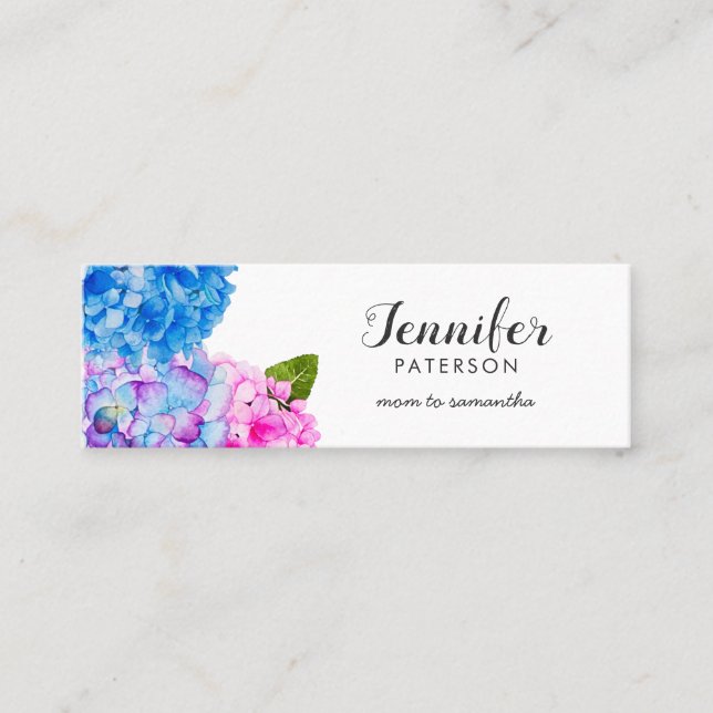 Mommy Calling Card | Watercolor Floral Hydrangea (Front)