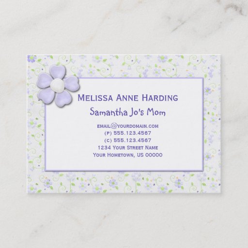 Customizable Mommy Calling Cards Tiny Purple Flowers Business Card
