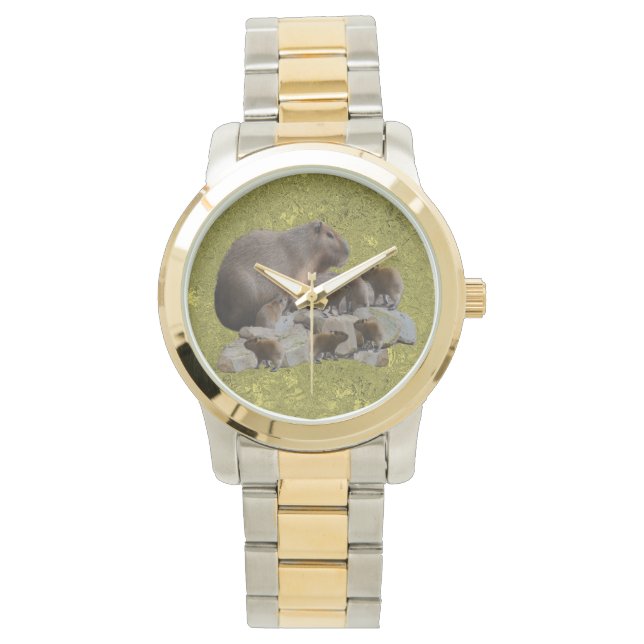 Mommy Capybara With Babies, Mens Two Toned Watch (Front)