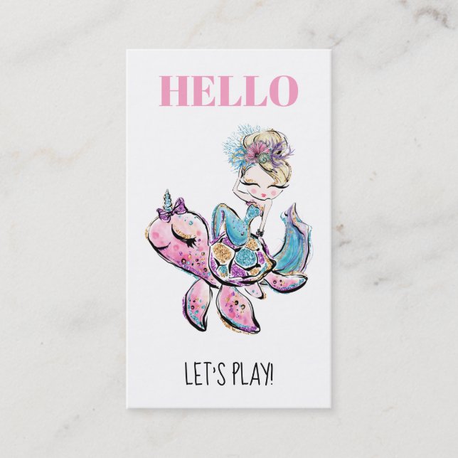 *~* Mommy Card - HELLO Play Date Glitter Mermaid (Front)