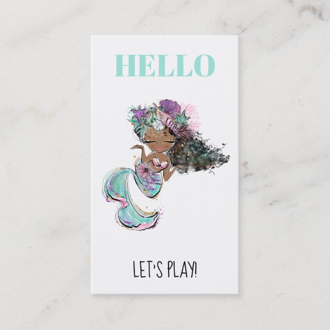 *~* Mommy Card - Play Date Glitter Mermaid HELLO (Front)