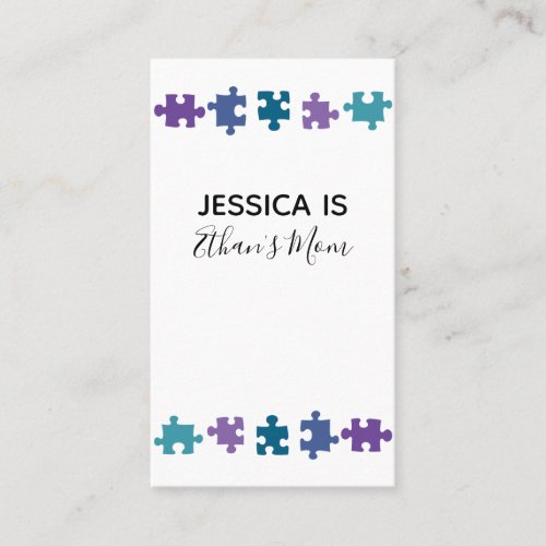 Mommy Card w Teal Purple  Blue Puzzle Pieces