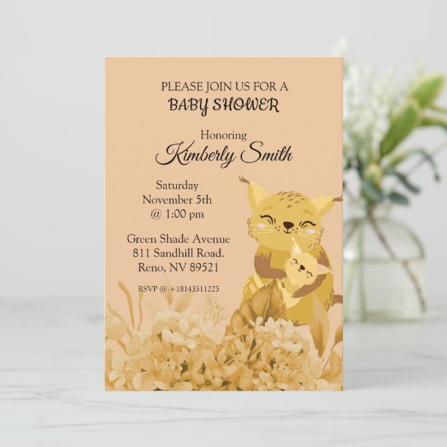 Mommy Cat Love Baby Shower Invitation (Standing Front)