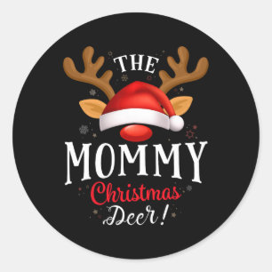 Mommy Christmas Deer Pjs Xmas Family Matching Classic Round Sticker
