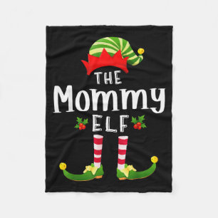 Mommy Christmas Elf Matching Pajama X-mas Party Fleece Blanket