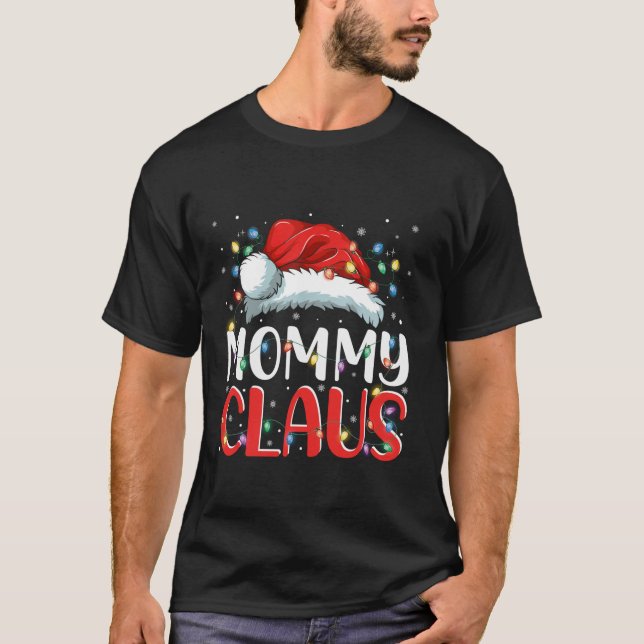 Mommy Claus Christmas Lights Pajama Family Matchin T-Shirt (Front)