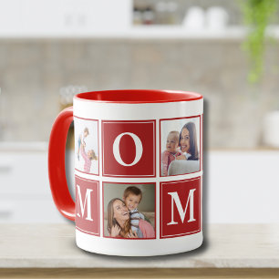 Mommy Collage Script 5 Photos for Mom Red Mug