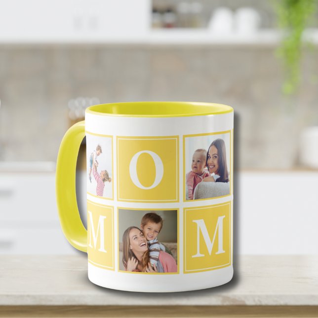 Mommy Collage Script 5 Photos for Mom Yellow Mug (Creator Uploaded)