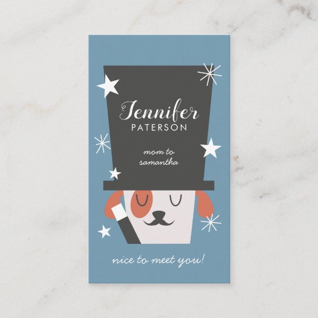 Mommy Contact Card Cute Dog Magician (Front)