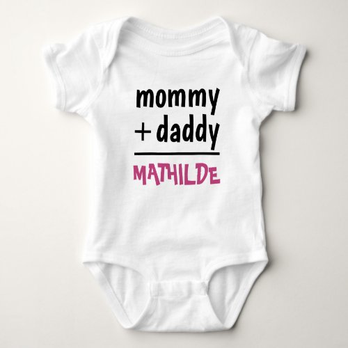 Mommy Daddy Baby Girl Name Pink Text Baby Shower Baby Bodysuit
