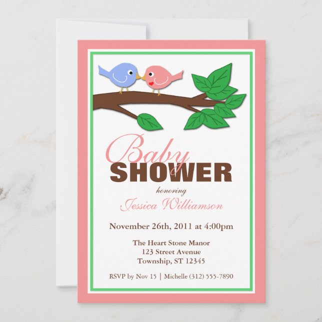 Mommy & Daddy Birds - Baby Shower Invitations (Front)