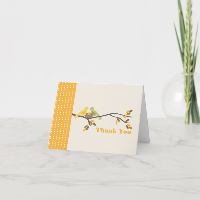 Mommy & Daddy Birds With Nest Fall Thank You Card (Front)