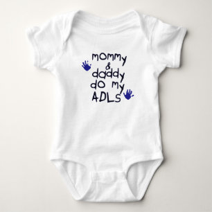 Mommy & Daddy do my ADLs blue handprint OT baby Baby Bodysuit