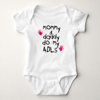 Mommy & Daddy do my ADLs pink handprint OT baby Baby Bodysuit