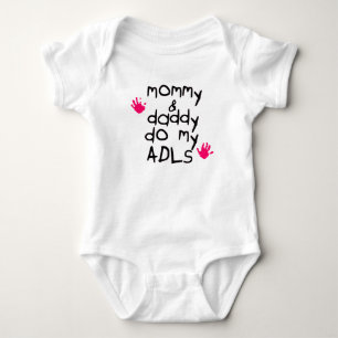 Mommy & Daddy do my ADLs pink handprint OT baby Bodysuit