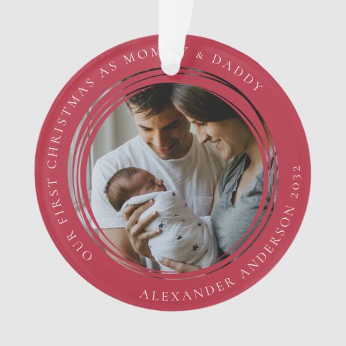 Mommy  Daddy First Christmas Photo Keepsake Ornament