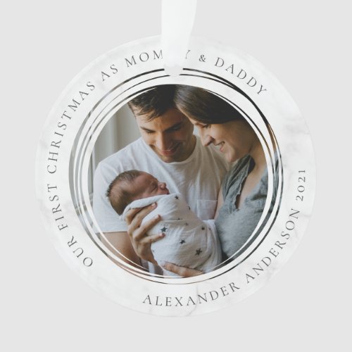 Mommy  Daddy First Christmas Photo Keepsake Ornament