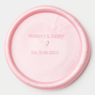 Mommy & Daddy new parents add name date heart blue Wax Seal Sticker