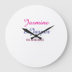 Mommy & Daddy new parents couple name est. year Large Clock
