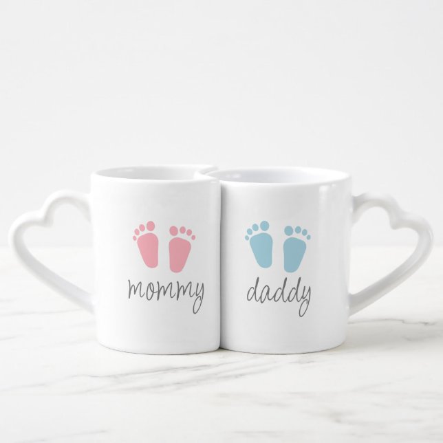 Mommy & Daddy's Joy - Footsteps of Parenthood Coffee Mug Set (Back Nesting)