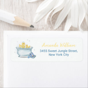 Mommy Duck Bathtub Baby Shower Return Address Label