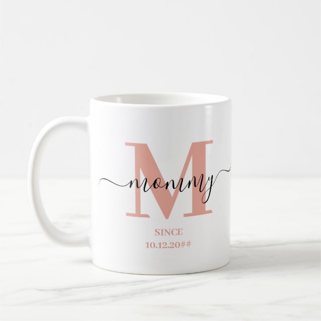 Mommy Elegant Script Monogram Coffee Mug (Left)