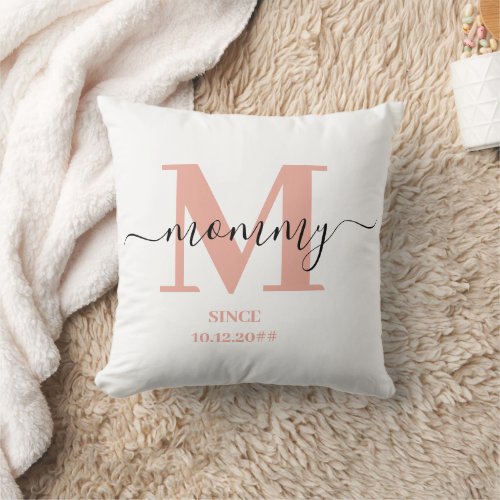 Mommy Elegant Script Monogram Throw Pillow