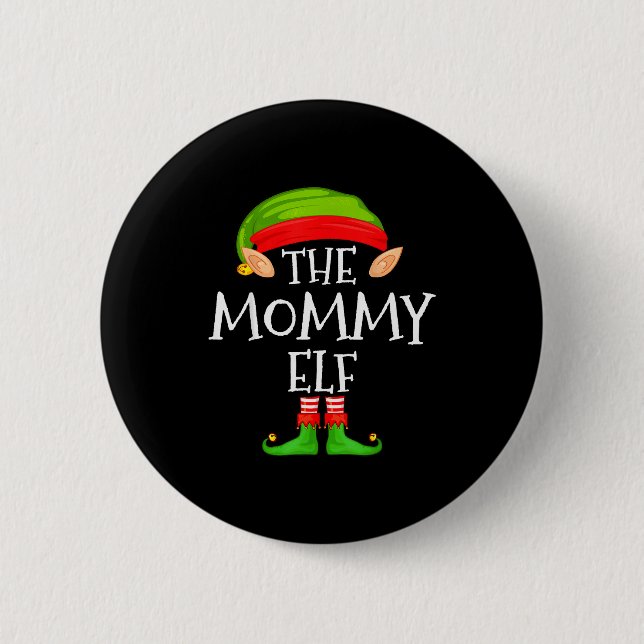 Mommy Elf Family Christmas Mommy Elf Sweater Match Button (Front)