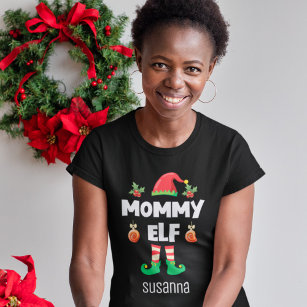 Mommy elf family matching christmas outfit name T-Shirt