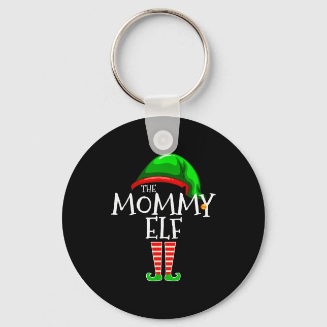Mommy Elf Family Matching Group Christmas Mom  Keychain (Front)