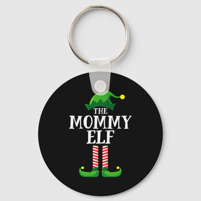 Mommy Elf Matching Family Christmas Party  Keychain (Front)