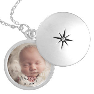 Mommy Est Date First Mother's Day Baby Photo Locket Necklace