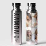 Mommy Established | Custom Date 4 Photo Collage Water Bottle<br><div class="desc">Mommy Established | Custom Date 4 Photo Collage</div>