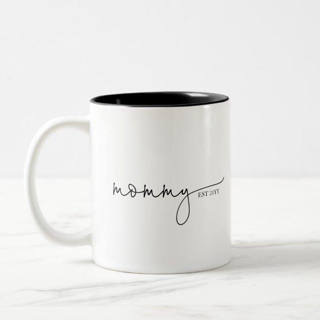 Mommy Established | Mom Gift Mother's Day Two-Tone Coffee Mug (Left)