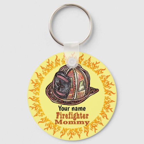 Mommy FireFighter custom name Keychain