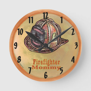 Mommy Firefighter  Round Clock