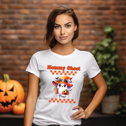 Mommy Ghost Personalized Name Halloween Gift T_Shirt