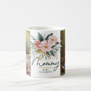 Mommy gift 2 photo pink girly watercolour floral coffee mug