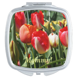 Mommy! gifts Tulip Flowers Compact Mirrors custom