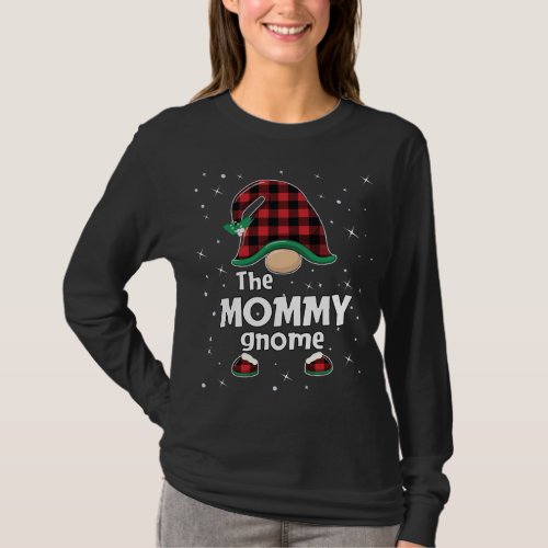 Mommy Gnome Buffalo Plaid Matching Christmas Pajam T_Shirt