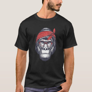 Mommy Gorilla With Vintage Polka Dot Headband And T-Shirt