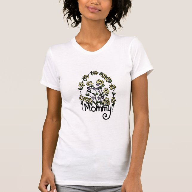 Mommy Hand Drawn Floral Design T-shirt (Front)
