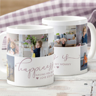 Mommy   Happiness is Heart Calligraphy 6 Photo Coffee Mug
