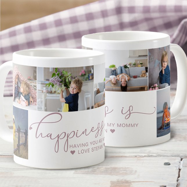 Mommy | Happiness is Heart Calligraphy 6 Photo Coffee Mug (Creator Uploaded)